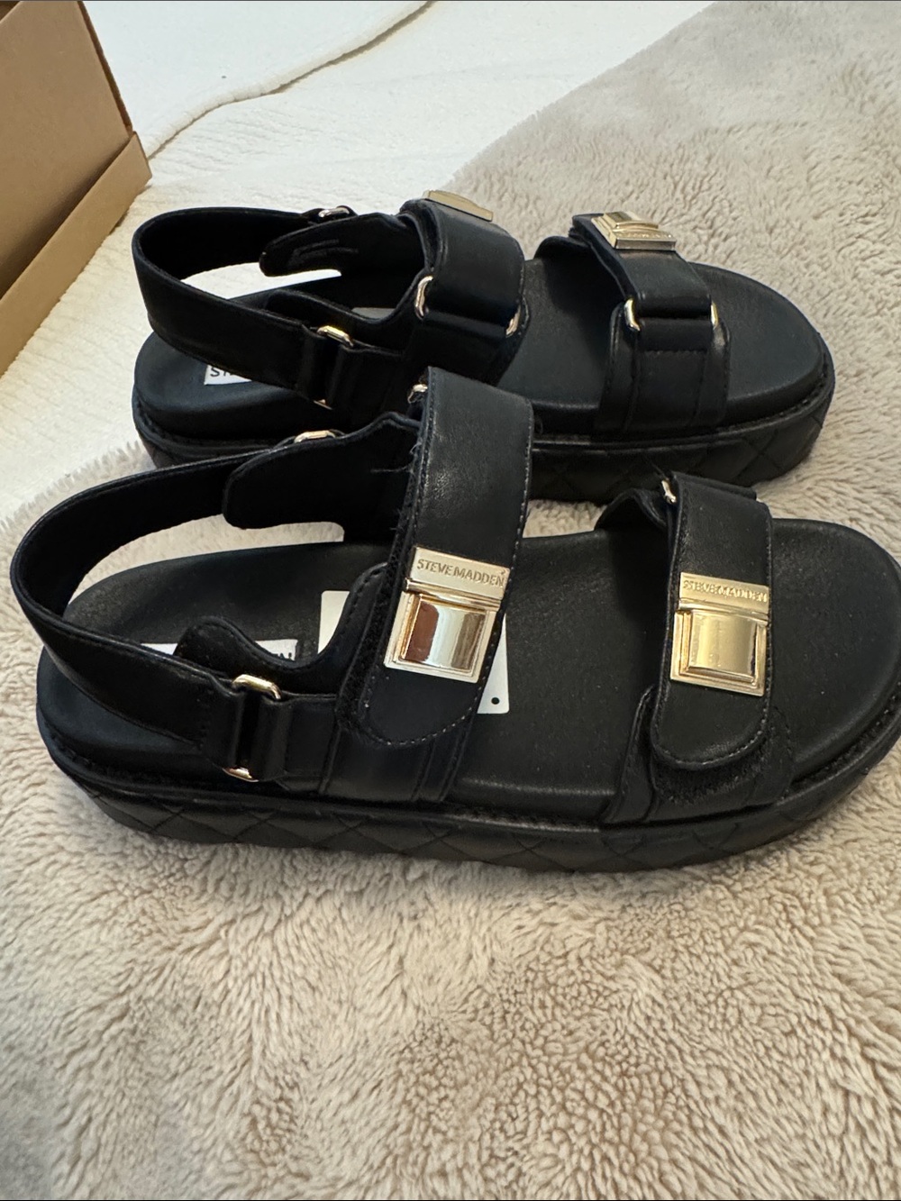 Steve Madden Margie Sandals with Gold Buckle Accents